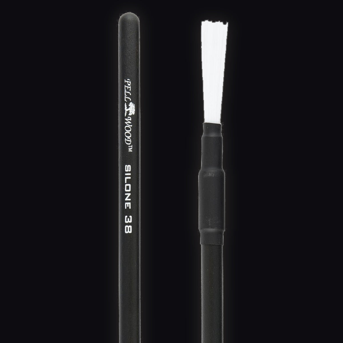 Pellwood 38 Silone Black Velvet drum brushes, handle and brush ends