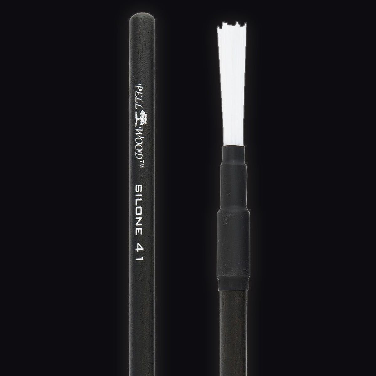 Pellwood 41 Silone Black Velvet drum brushes, handle and brush ends