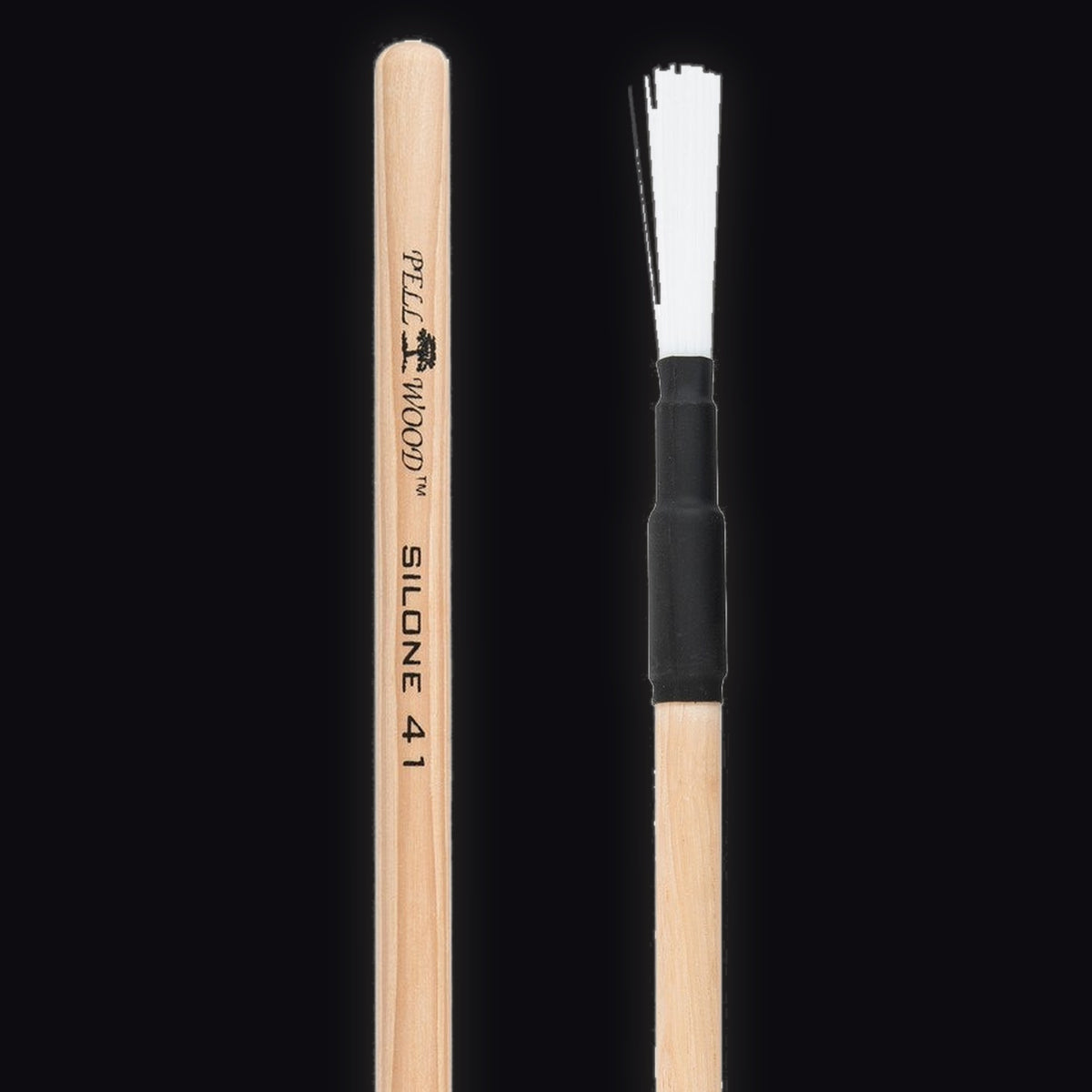 Pellwood 41 Silone Hickory drum brushes, handle and brush ends