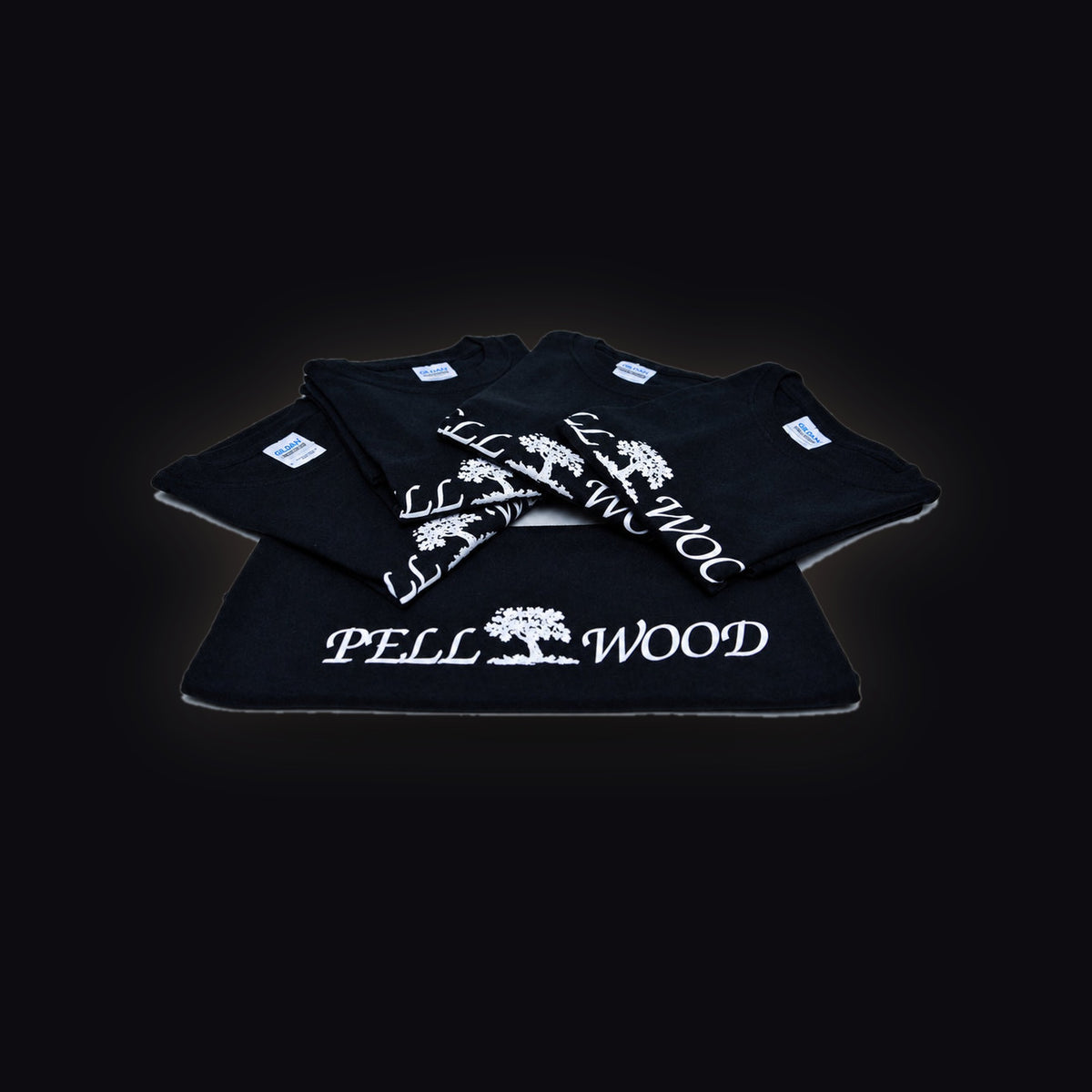 Pellwood Classic black T-shirt with white PELLWOOD tree logo