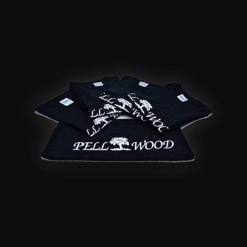 Pellwood Classic black T-shirt with white PELLWOOD tree logo