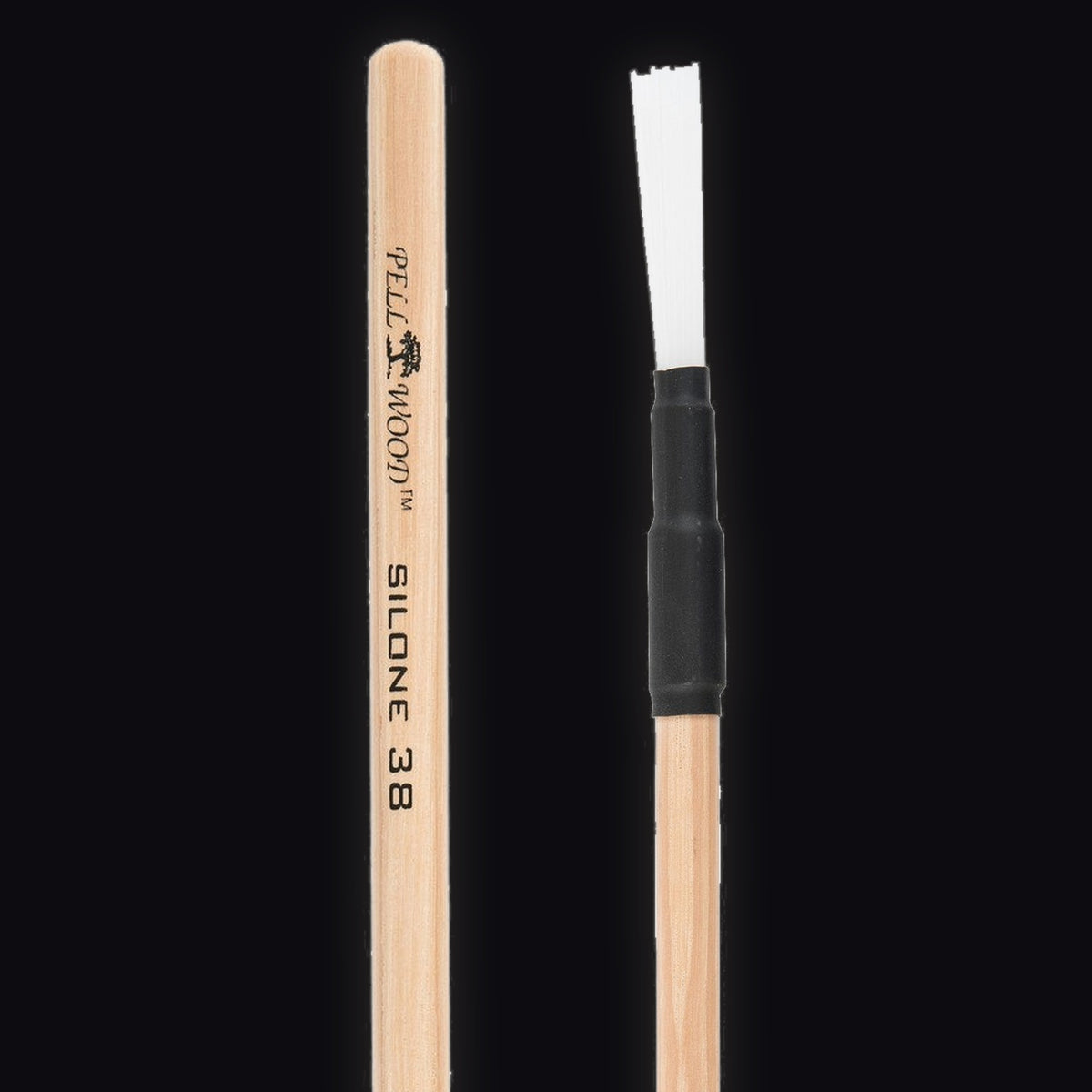 Pellwood P38 Silone Hickory drum brushes, handle and brush ends