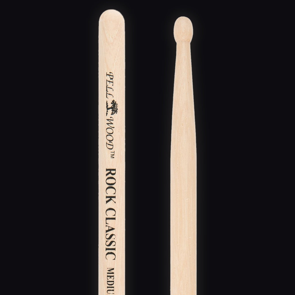 Pellwood Premium Rock Classic Medium drumsticks – butt end and tip